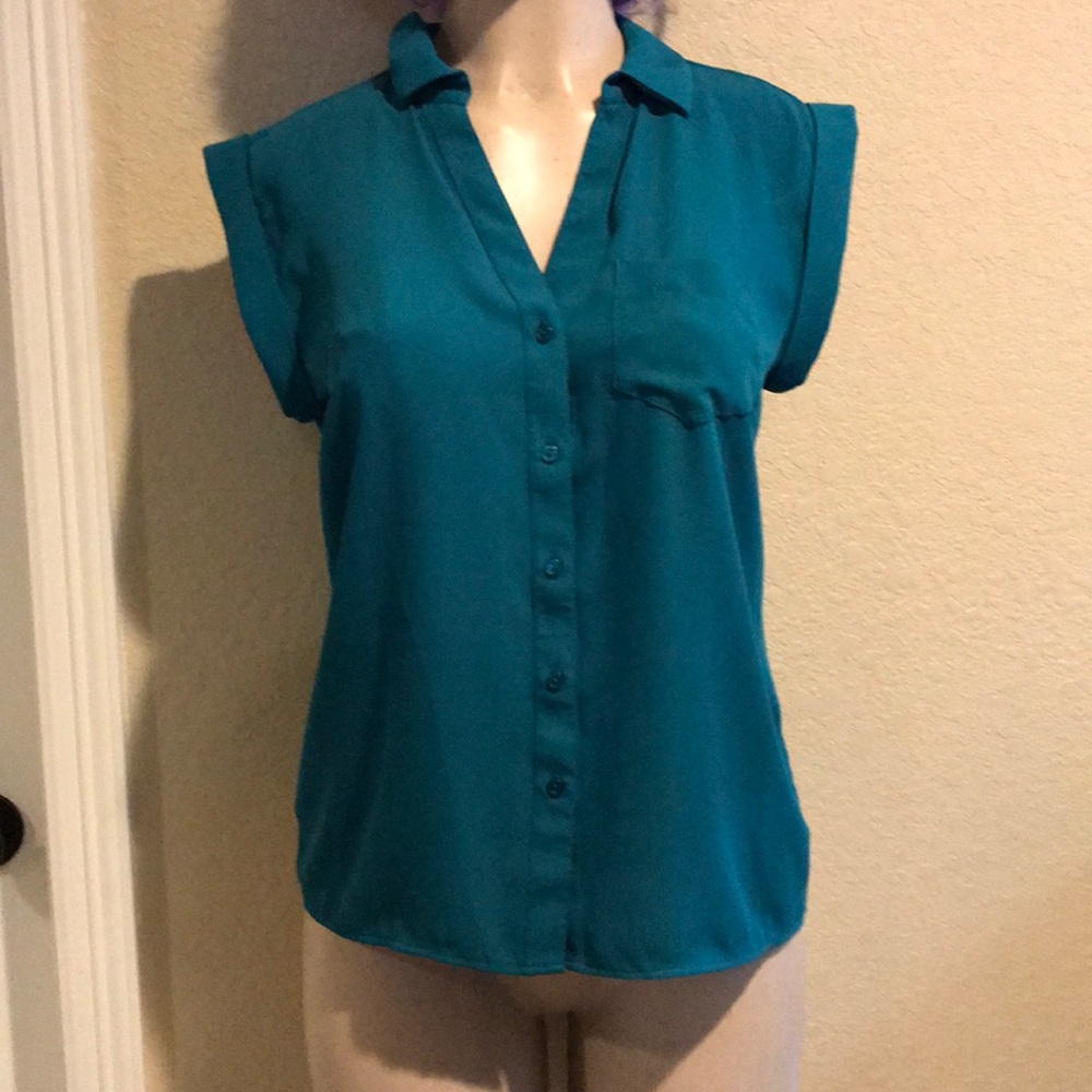 The Limited Teal Button up